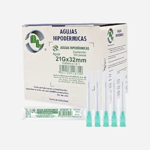 Aguja verde hipodérmica corta