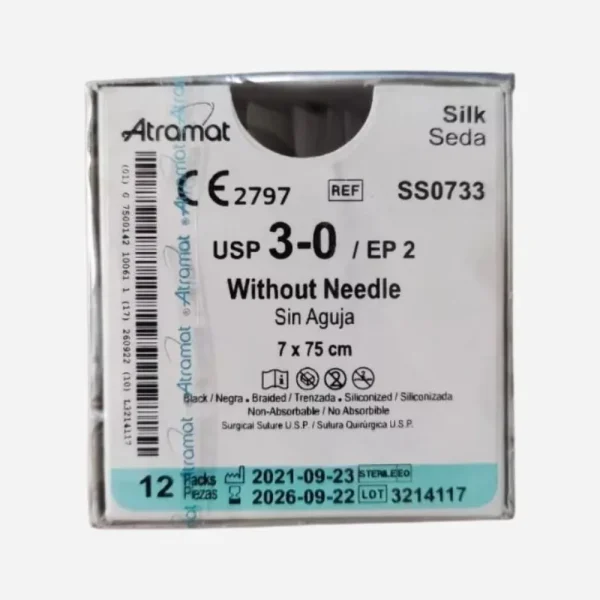 Sutura Seda libre 3 sin aguja