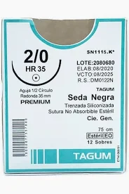 Sutura Seda libre 2 sin aguja